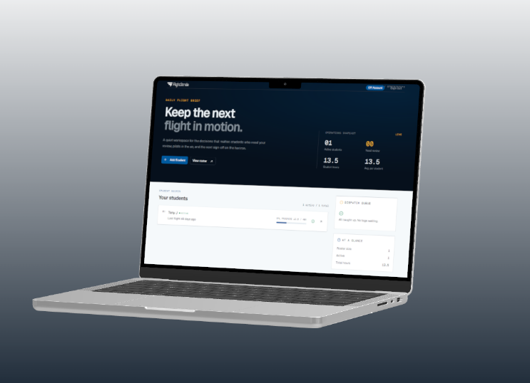 CFI dashboard showing student roster and flight training progress